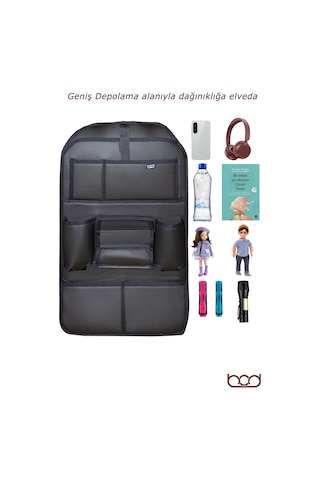 Bod Oto Koltuk Arkası Deri Eşya Düzenleyici Araç İçi Organizer 1 Adet-Siyah