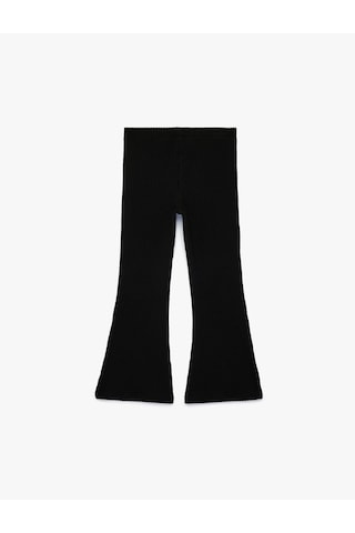 Koton Ribanalı Beli Lastikli İspanyol Paça Pantolon Siyah 6skg40055ak Siyah