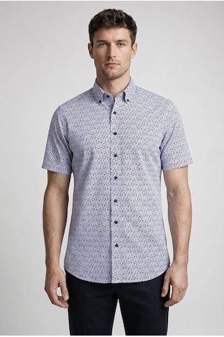 Xint Bisse Lacivert Regular Fit Cepsiz Kisa Paşa Yaka Gömlek Bsgmeks26313 C39