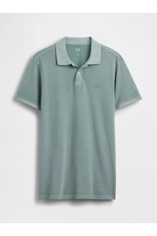 Gap Logo Piqué Polo Yaka T-shirt Erkek Polo Yaka T-shirt-14304 Yeşil