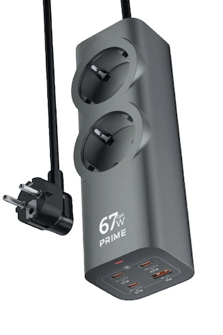 67w 2xac 3xtype-c 1xusb Çıkış Akım Korumalı Çoklu Priz 2200w Güç, Hızlı Şarj Destekli, Kompakt Tasarım 1.5