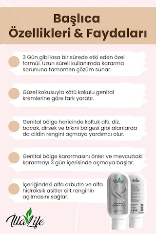  İlla Life Doğal Koltuk Altı & Bikini Bölgesi Beyazlatıcı Krem 125 ML