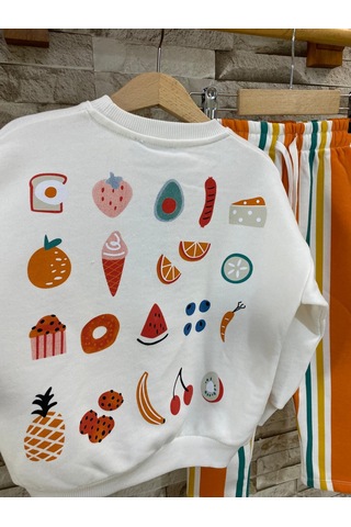 Lacıel Parıs Orenge Fruıts Grafiti Çocuk Eşofman Takım Beyaz
