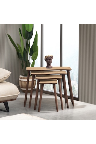 Vovvahome Salsa 4lü Dörtlü Mdf Ahşap Zigon Sehpa - Meşe