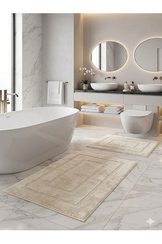 Pamuk Tufting 2'li Klozet Takım,banyo Seti,paspas Seti, Çerçeve K Pamuk Tufting 2'li Klozet Takım,banyo Seti,paspas Seti, Çerçeve K