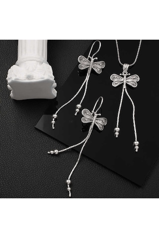 Blackcraft Gümüş Telkari Yusufçuk Kadın Set Bc-f790f5 Beyaz