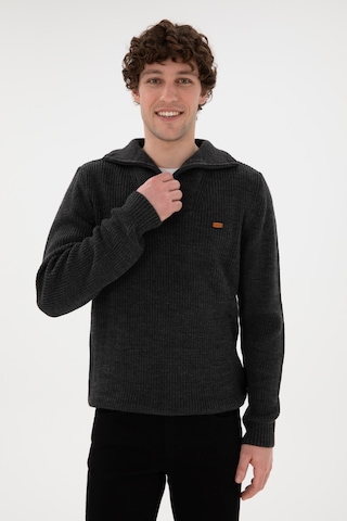 U.S. Polo Assn. Erkek Regular Fit Yarım Fermuarlı Antrasit Kazak 50297047-VR006