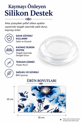 Cam Kesim Panosu Çiçek Desenli 25 35 Çok Renkli