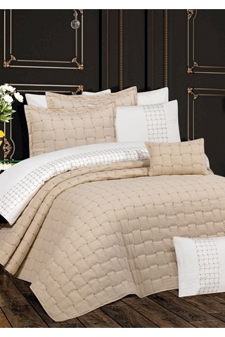 Goldroom Altınay 10 Parça Çift Kişilik Çeyiz Seti Vizon Antrasit Gri