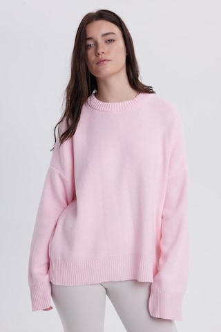 Tudors Kadın Oversize Geniş Kesim Bisiklet Yaka Pembe Kazak-41723 Pembe