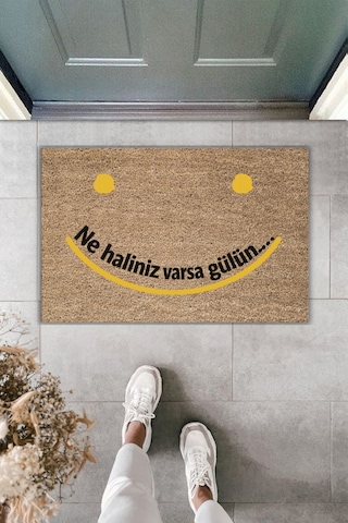 Rugmood Modern Dijital Baskı - Ne Haliniz Varsa Gülün : - Kapı Önü Paspası Kahverengi