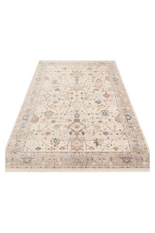 Pıetra Pta 01 Cream Grey Sıcak Renk Tonlarını Etnik Desenler İle Buluşturan Yumuşak Tuşeli Makine Halısı Krem - Gri