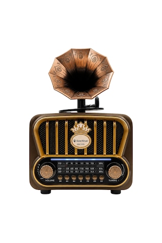 Gold Silver Gs-1370 Nostaljik Gramofon Tasarımlı Bluetoothlu 3-band Radyo & Müzik Çalar