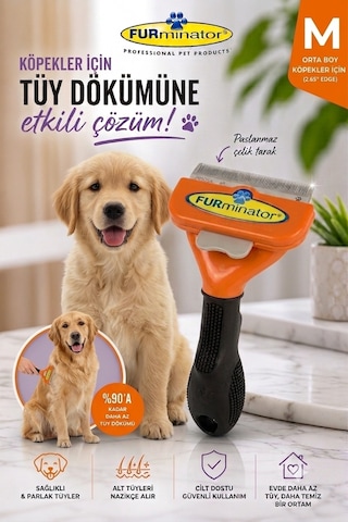 Furminator Uzun Tüylü Köpekler İçin Tüy Tarağı Medium