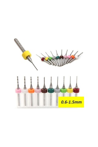 Tungsten Karbür Mini Cnc Matkap Uç Pcb Baskı Devre 10 Lu Set 0.6-1.5mm