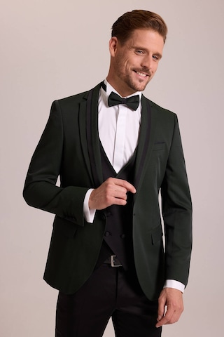 Ysf Erkek Yeşil Slim Fit Şal Yaka Yelekli Damatlık