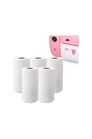 Çocuk Kamera Baskı Kağıdı, 5 Li Rulo 57x25mm Çekirdekli Fotoğraf Baskı Termal Kağıt Rulo Çok Renkli