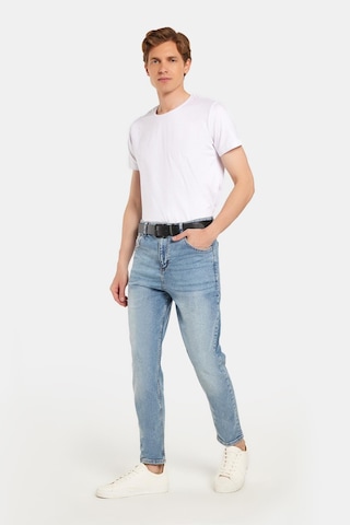 Erkek Straight Fit Bol Kesim Denim Yıkamalı Efektli Esnek Açık Mavi Jean Kot Pantolon-34493 Açık Mavi