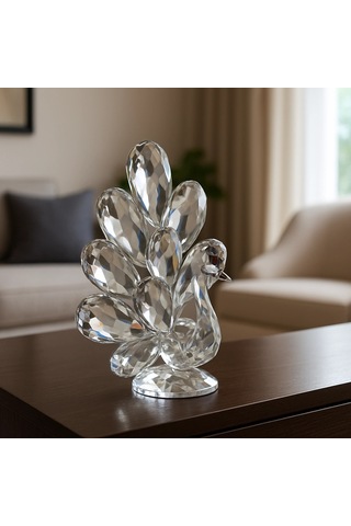 Gümüş Tavus Kuşu Kristal Cam Ob 12x16