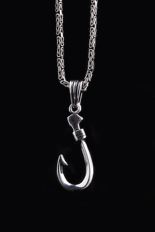 Omar Silver Kral Zincirli Olta Iğnesi Model Gümüş Kolye