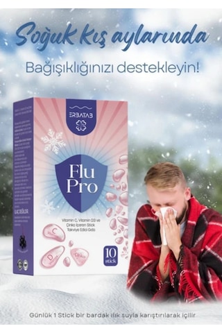 Flu-pro Vitamin C Vitamin D3 Çinko Ve Karamürver Ekstresi 10 Stick