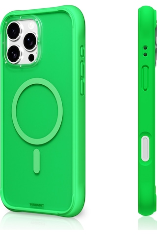 İphone 16 Pro Uyumlu Kılıf M-safe Şarj Özellikli Youngkit Macaroon Serisi Kapak Yeşil Yeşil