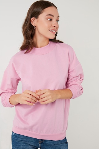 Lela Pamuklu Dik Yaka Basic Örme Bayan Sweat 5863323 Pembe