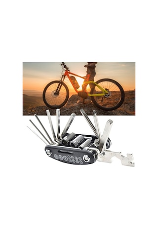 Bisiklet Tamir Aletleri Hex Anahtarı Tornavida Seti 16 Parça Gümüş