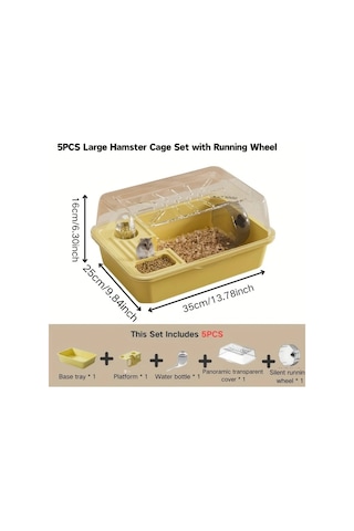 Willowhaven 5 Adet Büyük Hamster Kafesi Seti Sarı Koşu Tekerlekli Geniş Yaşam Alanı Kolay Kurulum