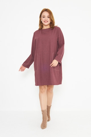 Bordo Dikiş Detaylı Büyük Beden Tunik Bordo