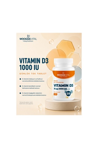 D3 Vitamin 1000 Iu 25 Μg Takviye Edici Gıda - 60 Tablet