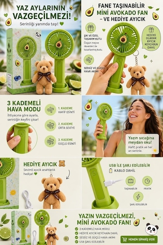 Taşınabilir Mini Fan Peluş Ayıcık Hediyeli Telefon Standlı Masaüstü Fan