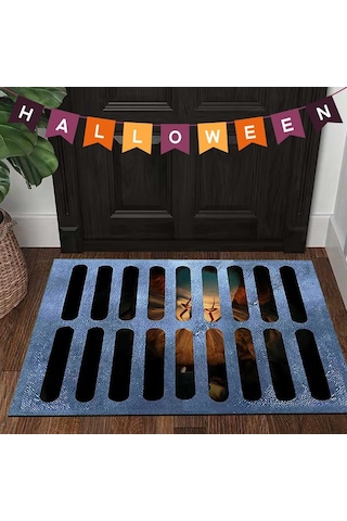 Maiyame Halloween 3d İllüzyon Palyaço Paspası - Suyu Hızlı Emici, Çift Taraflı Kayma Engeli - 40x60 Cm Diğer
