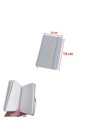 80 Yaprak Çizgili A6 Not Defteri Lastikli 5 Orta Küçük Bloknot Ebat: 14 Cm X 9 Cm Gri