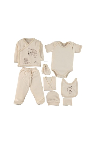 Yeni Doğan Erkek Kız Bebek Zıbın Seti 8'li Organik 0-4 Ay Hastane Çok Renkli