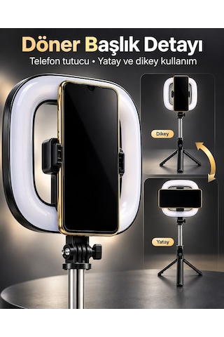 Shnstore Type C Şarjlı Rgb Halka Işık Manyetik Telefon Tutuculu Fotoğraf Ve Video Standı Shntknd0720