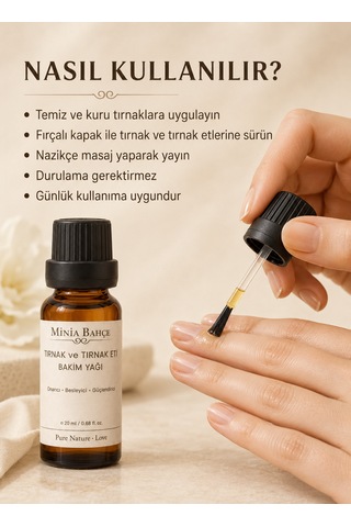 Minia Bahçe Tırnak Ve Tırnak Eti Bakım Yağı 20 Ml Fırçalı Aplikatörle Yoğun Bakım