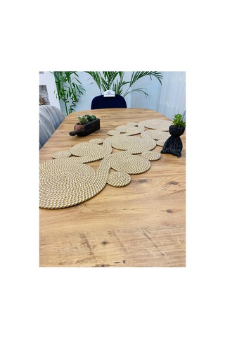 Jüt, Hasır,sarmal Model, Dekoratif Masa Örtüsü, Runner 40x110 Cm, Sehpa Örtüsü, Bohem Tarzı Jüt Beyaz Jüt Beyaz