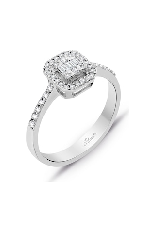 0.30 Ct Modern Tasarım Baget Kare Tektaş Yüzük