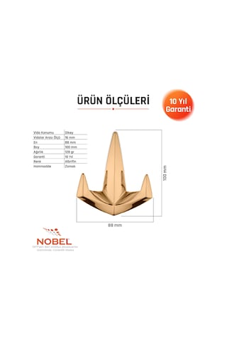Datça Lüks Askı, Metal, Vestiyer Askı, 128 Gr, Dolap Askılık, Duvar Askılığı, Albrifin Vidalı 5 Adet