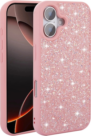Apple Uyumlu iPhone 16 Kılıf Parlak Taşlı Tasarım Zore Pırlanta Kapak - Pembe Pembe