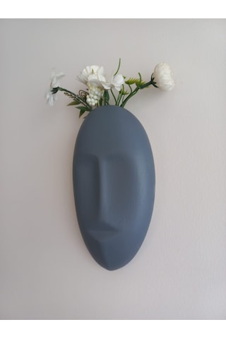 Dekoratif Mask Duvar Vazosu, Duvar Dekoru ,heykel Duvar Süsü, Gri