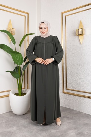 Ön Ve Arka Robalı Ferace - Haki / F0142 Haki