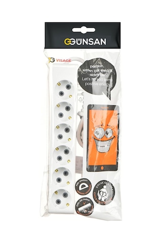 Günsan  Altılı Çocuk Korumalı Topraklı Grup Priz 2 Metre