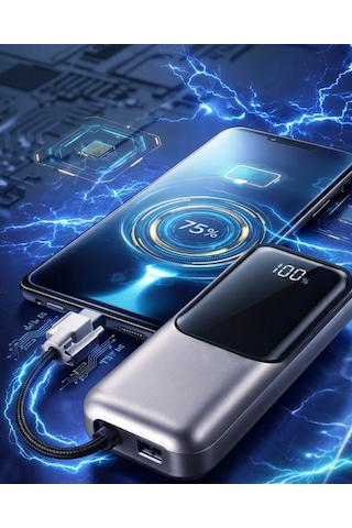 Dijital Göstergeli 13000 Mah Süper Hızlı Şarj Destekli Taşınabilir Powerbank - Lisinya