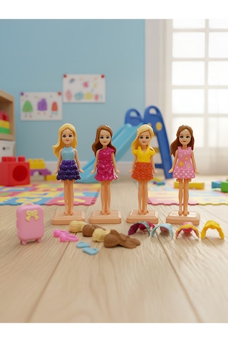Dollyland Minkie Eğlenceli Moda Partisi Bebekleri 17 Parça 9cm Çok Renkli