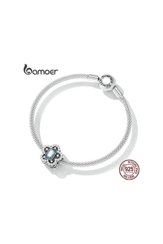 Bamoer 925 Ayar Gümüş Narin Çiçek Charm Kadınlar İçin Uygun Parlayan Taş Takılar Orijinal Bilezik Ve Bileklik Güzel Takı Hediye Gümüş