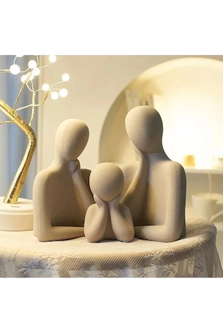 3 Kişilik Beton Heykel Obje Biblo Aile Beton Minimal Obje Biblo Aile