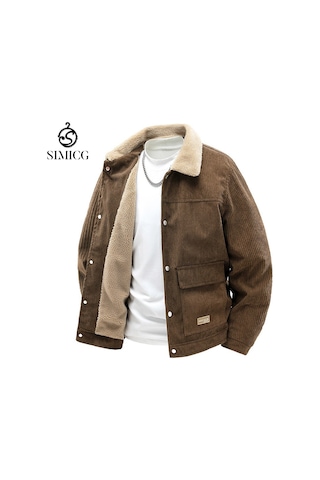 Sonbahar/kış Modası Bol Kesim Kalın Kadife Erkek Ceket Retro Trend Yaka Kahverengi