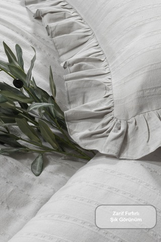 Elart Romantic Nevresim Takımı Çift Kişilik Lastikli Çarşaf 200x220 Cm Gri Gri